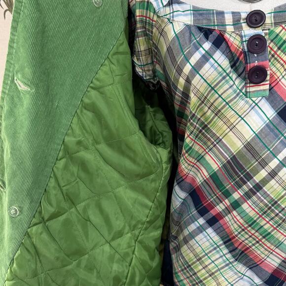 Vintage 90s Y2k BKE Green Corduroy Quilted Jacket Pea Coat Whimsy Twee Mod L - Picture 4 of 8